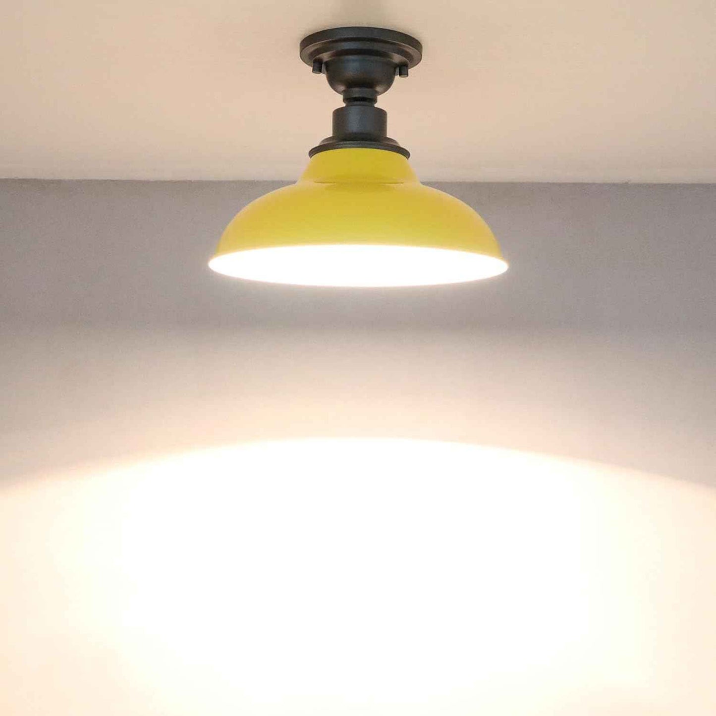 12-Inch Farmhouse Semi Flush Mount Ceiling Light - Black Industrial Barn Fixture for Bedroom, Kitchen, Foyer