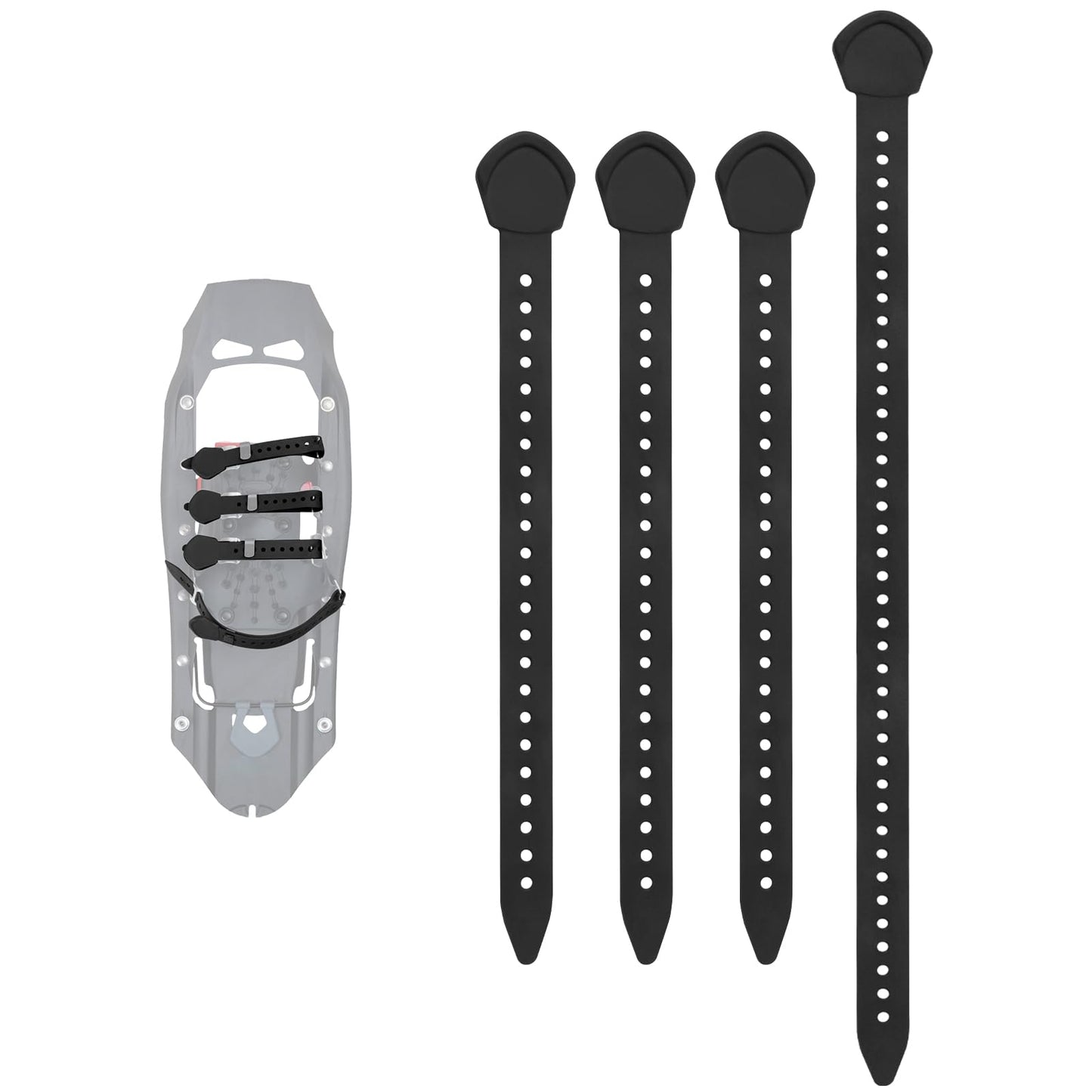Snowshoe Straps for MSR Snowshoe Bindings Replacement Straps, Includes 3x12 and 1x18 Straps, Compatible with MSR Denali Evo Ascent Snowshoes & PosiLock Bindings, Black