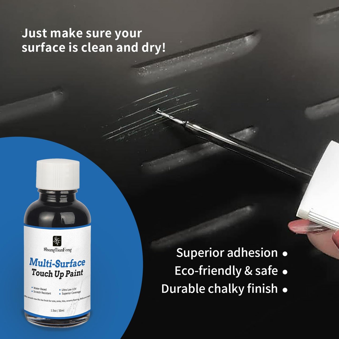 Black Touch Up Paint, Multi-Surface Touch Up Paint Pen, suitable for wall, metal, wood, floor, appliance maintenance, refrigerator, dishwasher, dryer, washing machine, microwave oven and other household appliances high-gloss paint repaint. 1.5 Fl Oz