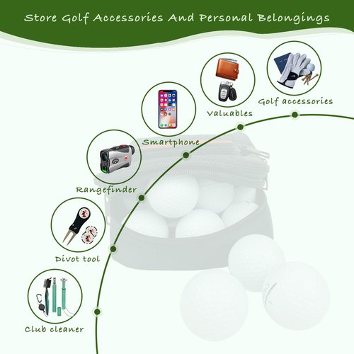 HOUYUKY Golf Pouch Accessory Organizer, Portable Golf Valuables Bag, Zippered Multi-Pocket Storage Bag, Can Store Small Tools Such As Balls, Tees, And Rangefinder (Red Trim)