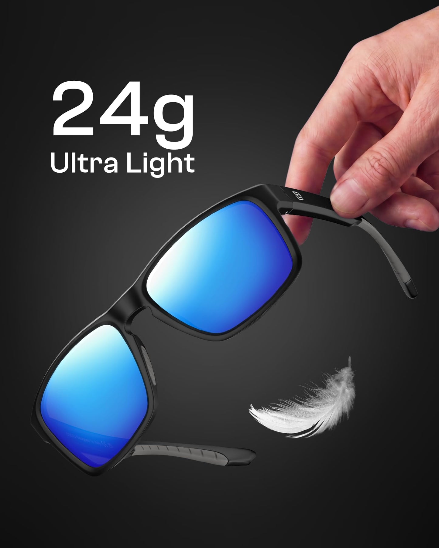 DUCO Polarized Sunglasses for Men and Women Retro Square UV400 Protection Lightweight Frame Driving Sun Glasses DC6288 (Matte Black Frame Revo Blue Lens)