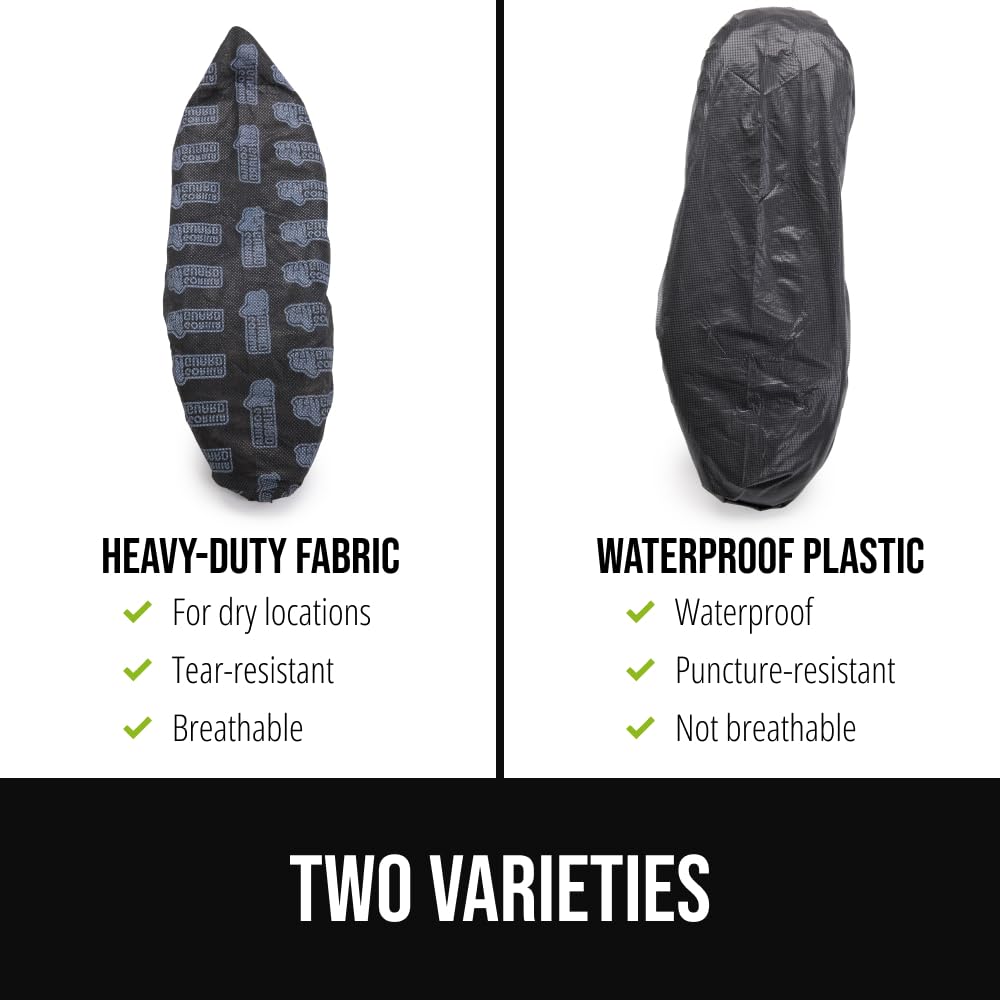 GORILLA GUARD Shoe Covers Disposable, Pack of 50 (25 Pairs) Ankle Booties, Tear and Dust Resistant Accessories for Work, Heavy Duty Safety Boot Cover for Indoors and Outdoors, Secure Fit Black