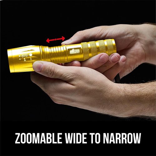 GORILLA GRIP LED Tactical Flashlight - 750 FT High Lumens, 5 Adjustable Modes, Water Resistant | 2 Pack Gold