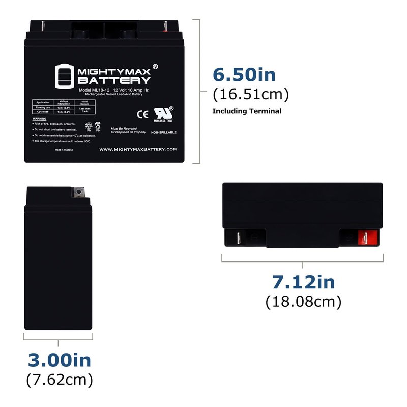 Mighty Max Battery 12V 18AH Sealed Lead Acid Battery Replacement For FM12180