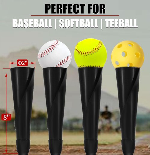 LOMGWAYS Baseball Batting Tee - Height Adjustable 23"-37" | Premium Portable Design with Removable Rubber Top