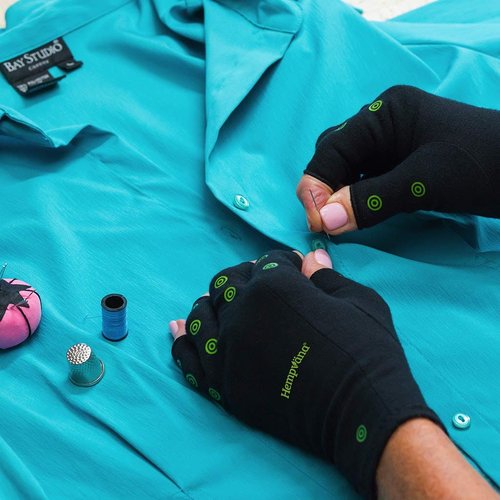 Hempvana Green Relief Arthritis Gloves Woven with Hemp Fibers, AS SEEN ON TV, Advanced Compression to Help Relieve Pain & Swelling, Adjustable Wrist Strap for the Ultimate Fit, Non-Slip Grip, (L/XL)