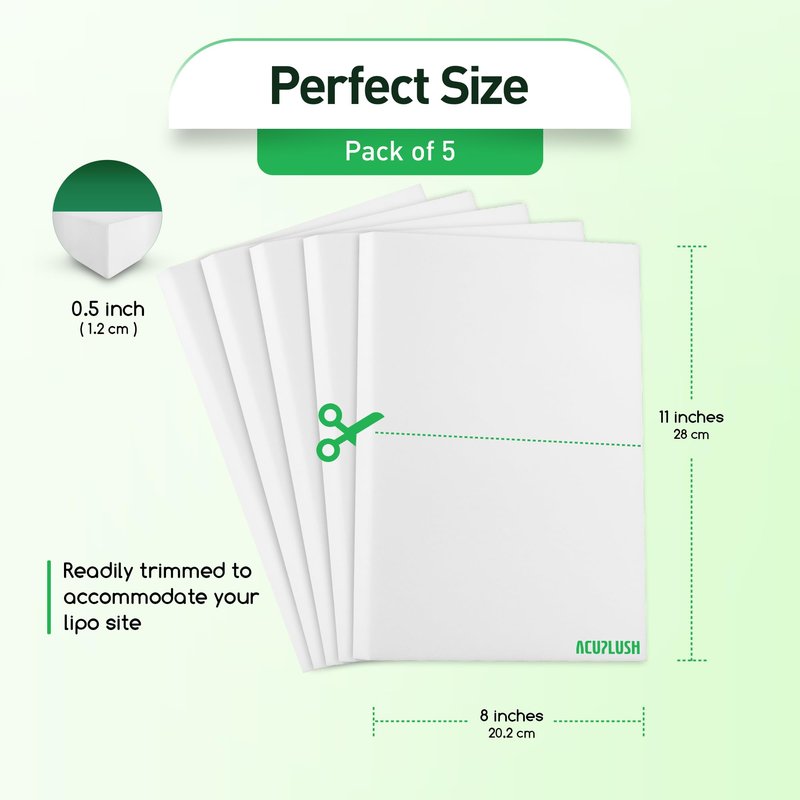 ACUPLUSH 5 Pack Lipo Foam Pads - Post Surgery Ab Board for Liposuction Recovery, Flattening Abdominal Compression Garments for Tummy Tuck Surgery (8” x 11” x 0.5”)