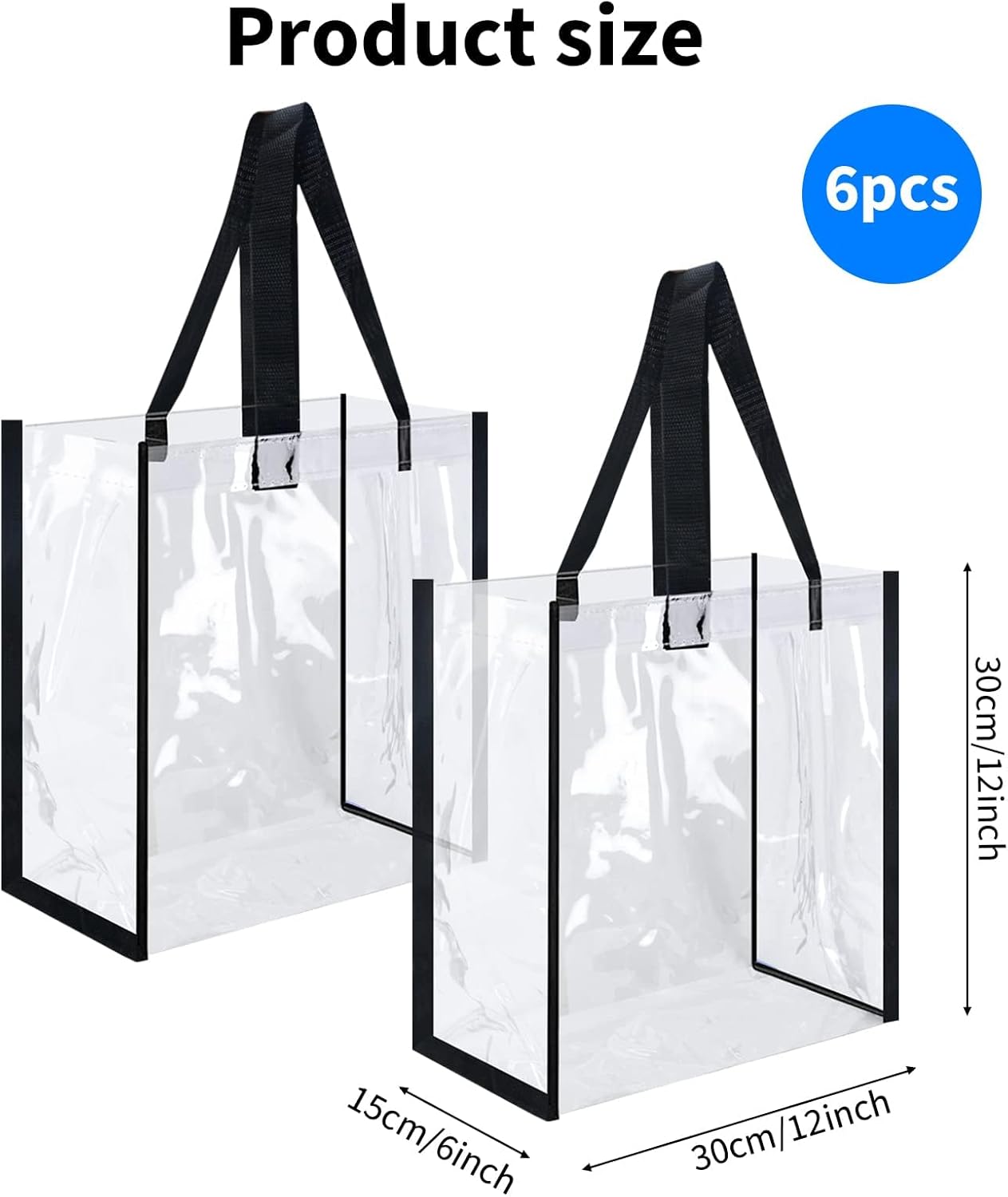 Skiennix Clear Tote Bag - Durable PVC with Handles for Work, Beach, Lunch | 12x12x6 Inch Size