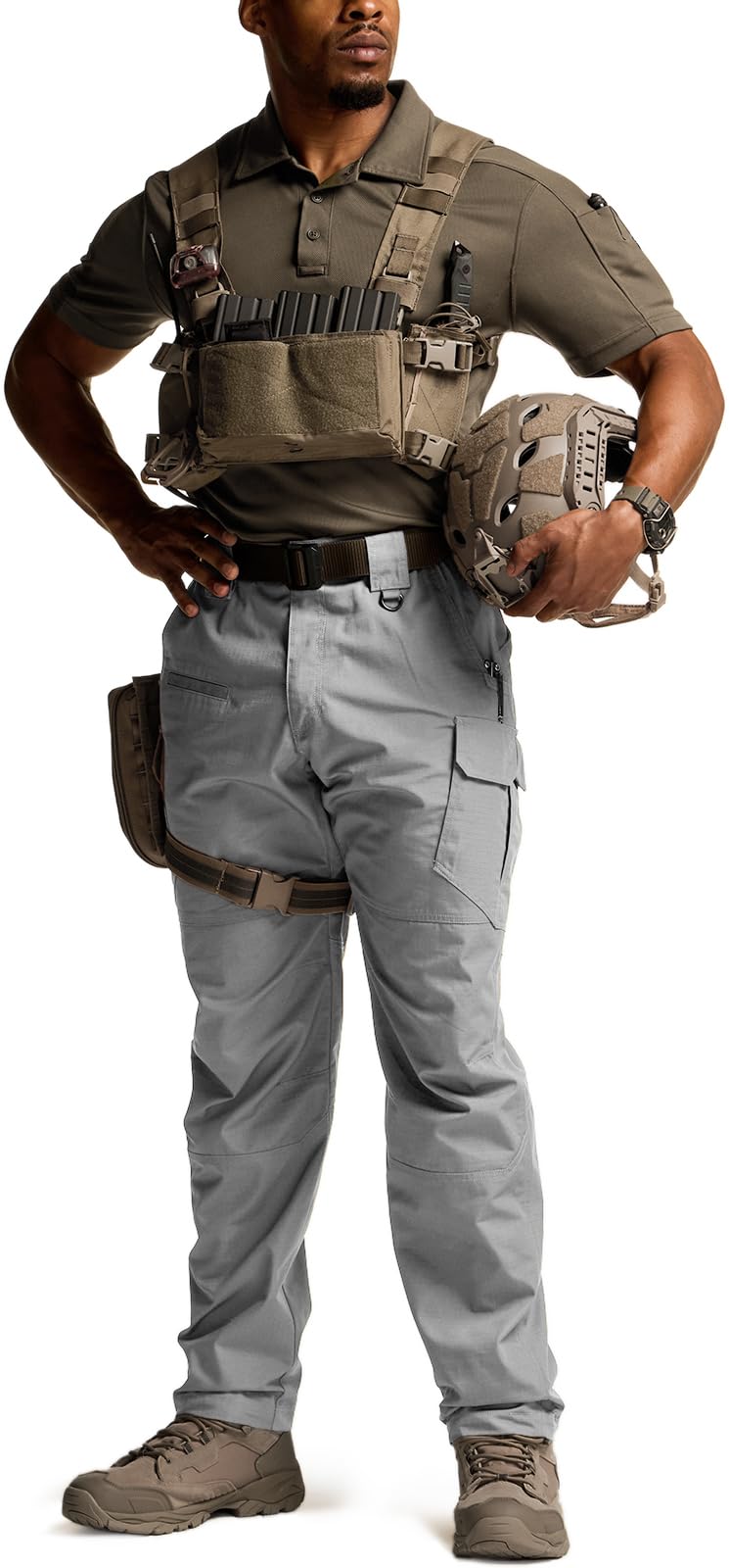 CQR Men's Tactical Pants, Water Resistant Ripstop Cargo Pants, Lightweight EDC Work Hiking Pants, Outdoor Apparel, Raider Mag Pocket Stone, 36W x 34L