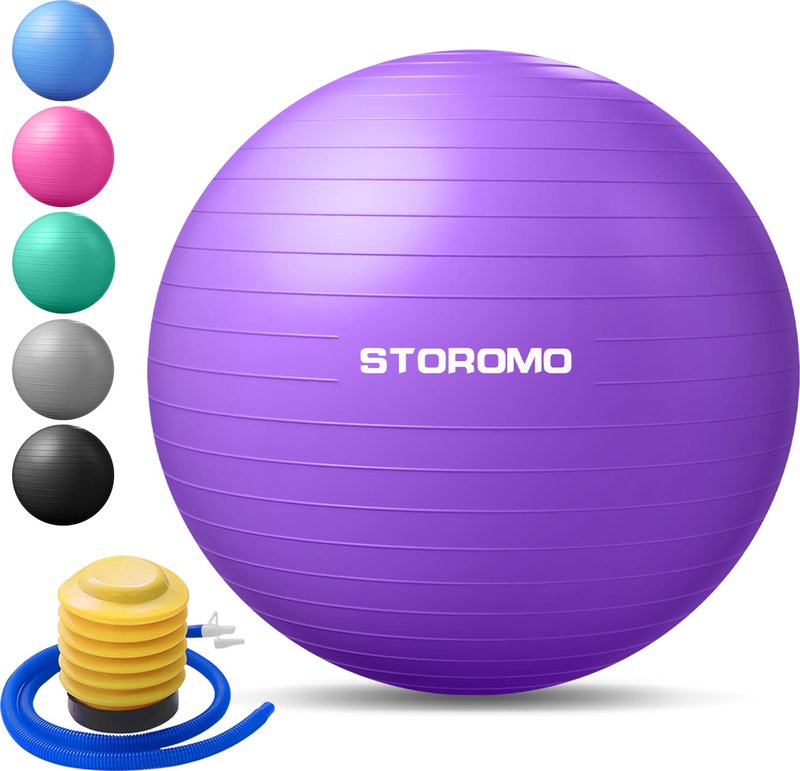 STOROMO Exercise Ball,Yoga Ball(with Exercise Tutorial)，Extra Thick Non-Slip,Holds 2500 lbs, Workout Ball for Pregnancy Birthing and Balance Stability (Purple, 85cm/33.4in)