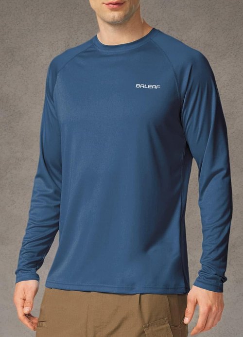 Baleaf Men's UV Protection Long Sleeve Shirts - SPF UPF 50+ Quick Dry Rash Guard for Fishing & Running