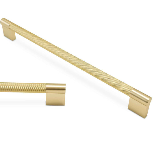 COTYKILEY 10 Pack 10 Inch(254mm) Brushed Brass Cabinet Handles Gold Knurled Kitchen Cabinet Pulls Cabinet Door Handles Kitchen Cabinet Hardware