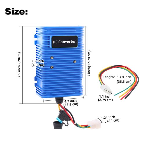 AIPSET Golf Cart Voltage Reducer Universal Compatible with Club Car EZGO Yamaha, 36V/48V Convert to 12V, 30A/350Watt Voltage Regulator