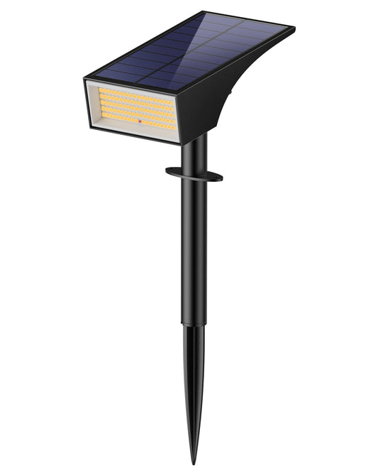 Koicaxy Solar Spot Lights Outdoor Waterproof IP65, 100 LEDs 4 Lighting Modes Landscape Spotlights for Yard, Garden, Pathway, Walkway, House, Warm White, 1 Pack