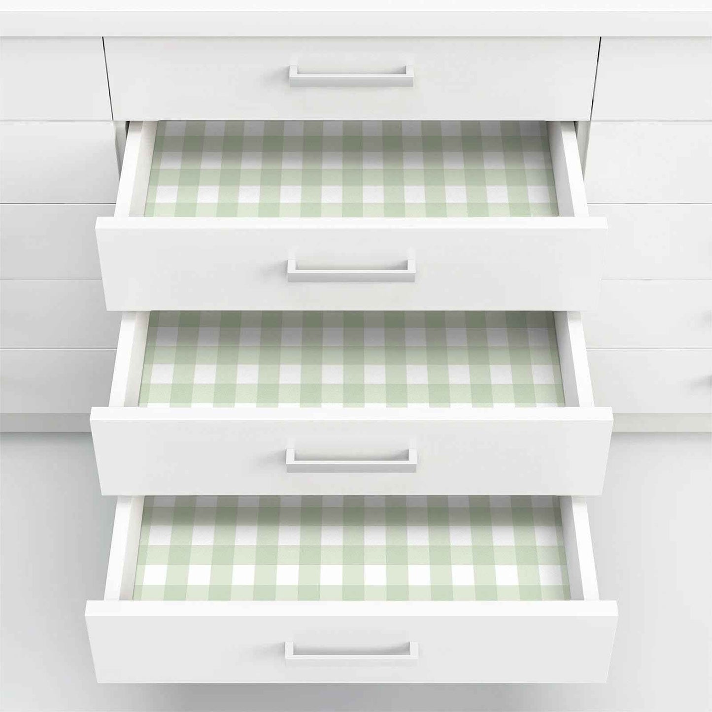 Cohoo Home Green Plaid Peel and Stick Wallpaper Boho Plaid Contact Paper for Cabinet Green Checkered Geinham Contact Paper Self Adhesive Removable Wallpaper Bathroom Nursery Waterproof 17.3inW 197inL