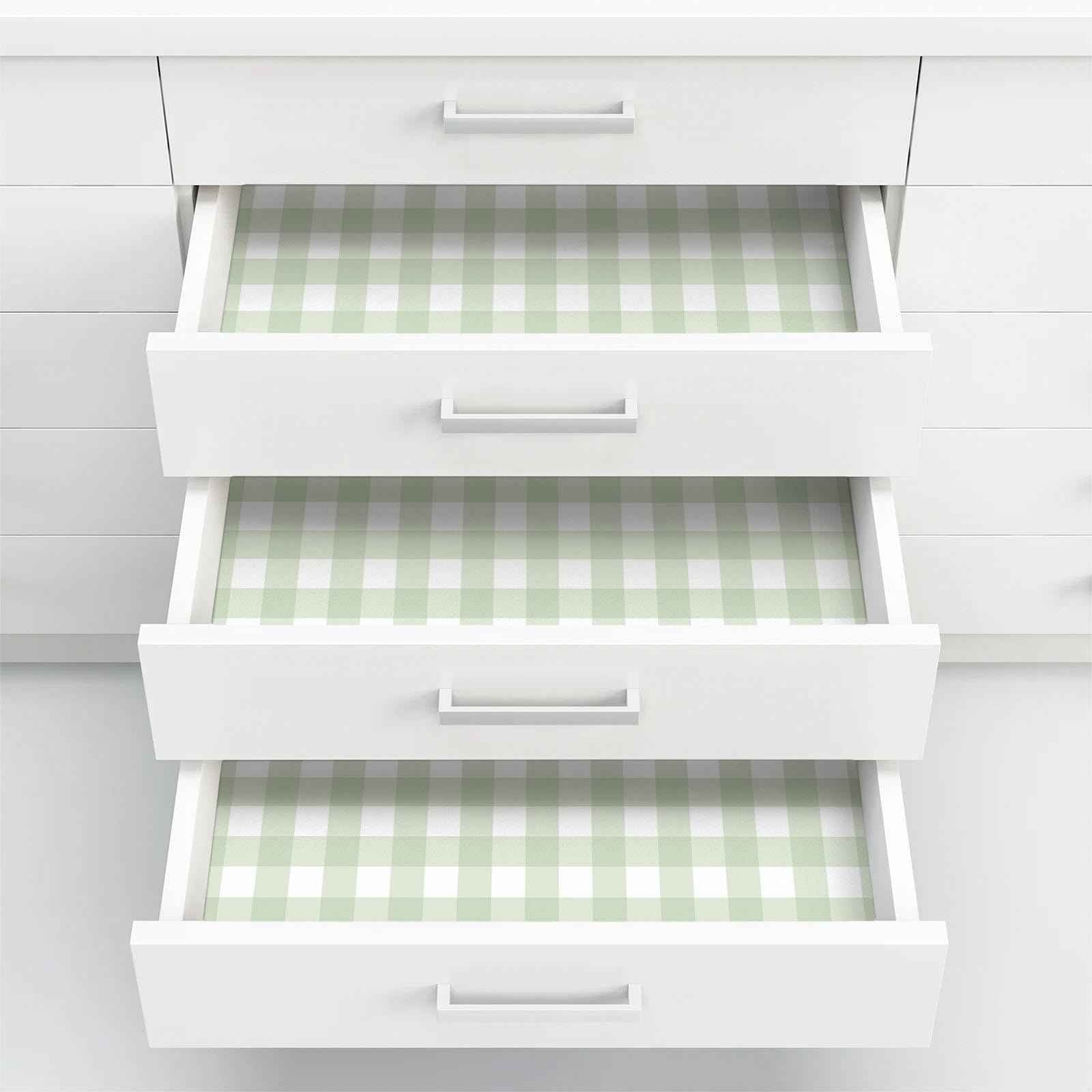 Cohoo Home Green Plaid Peel and Stick Wallpaper Boho Plaid Contact Paper for Cabinet Green Checkered Geinham Contact Paper Self Adhesive Removable Wallpaper Bathroom Nursery Waterproof 17.3inW 197inL