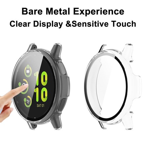 HXFRTYU 8 Pack Case for Garmin Vivoactive 6 Screen Protector, Hard PC Bumper Overall Protective Tempered Glass Cover Accessories for Garmin Vivoactive 6 SmartWatch