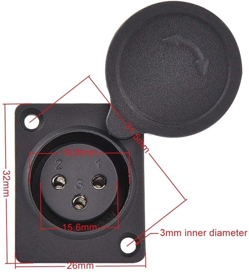 GLDYTIMES XLR Charging Port Socket for Razor MX500, MX650, Razor Crazy Cart SX500 McGrath Dirt Rocket, GT GT750, IZIP I1000, Mongoose M750, X-Treme X-600, Schwinn ST1000 3 Pin XLR Connector & Cable