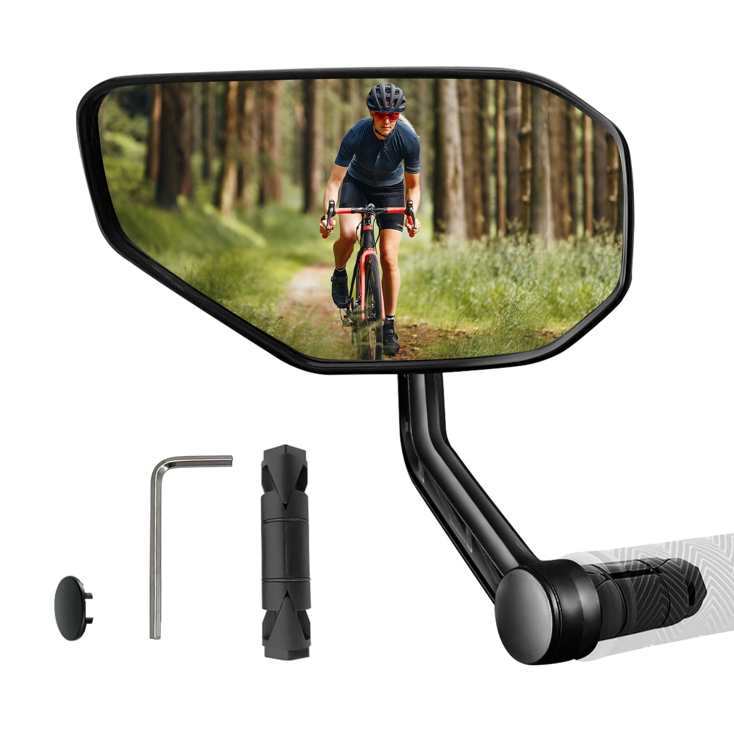 Homieway Bike Mirror, Bicycle Mirror for Handlebar Mount, Scratch Resistant Glass Lens Large Bar End Bike Rear View Mirror for E-bike, Mountain Bike, City Bikes & Scooter (Left 0.59-0.78")
