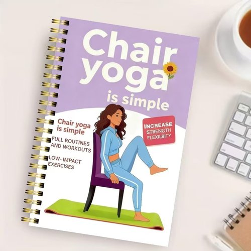 30-Day Chair Yoga Guide by [Brand Name] - 60 Beginner Workouts for Weight Loss & Flexibility | Spiral Bound, Purple (5.5x8.3 Inch)