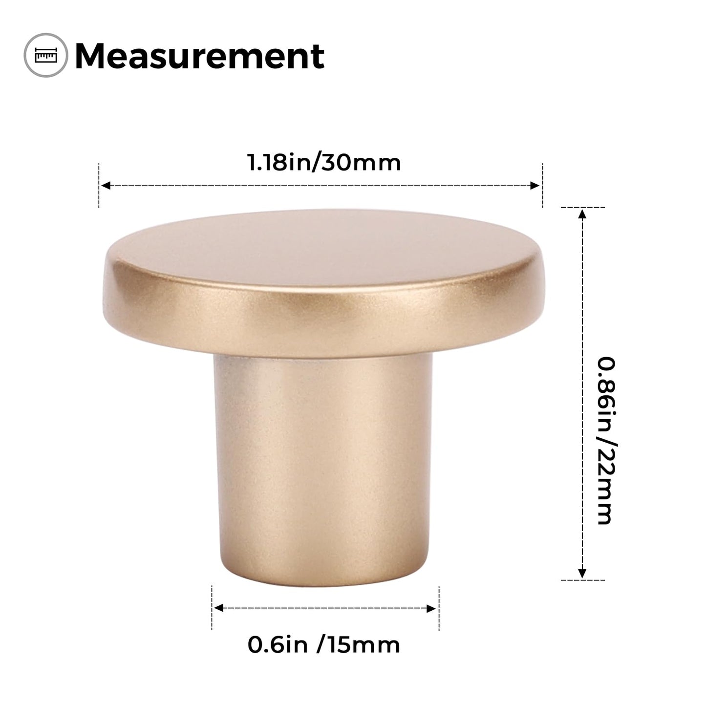 Ravinte 10 Pack Cabinet Knobs Champagne Gold Kitchen Cabinet Knobs Round Dresser Drawer Knobs Golden Drawer Pulls Closet Door Knobs 1-1/5 Inch