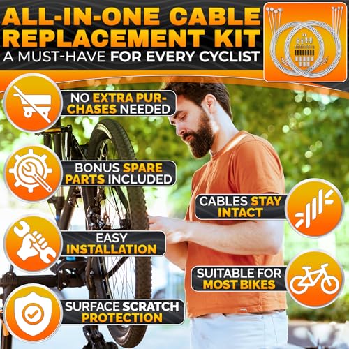 Bicycle Brake Cable Kit - 8 Pcs, Stainless Steel, 1800mm