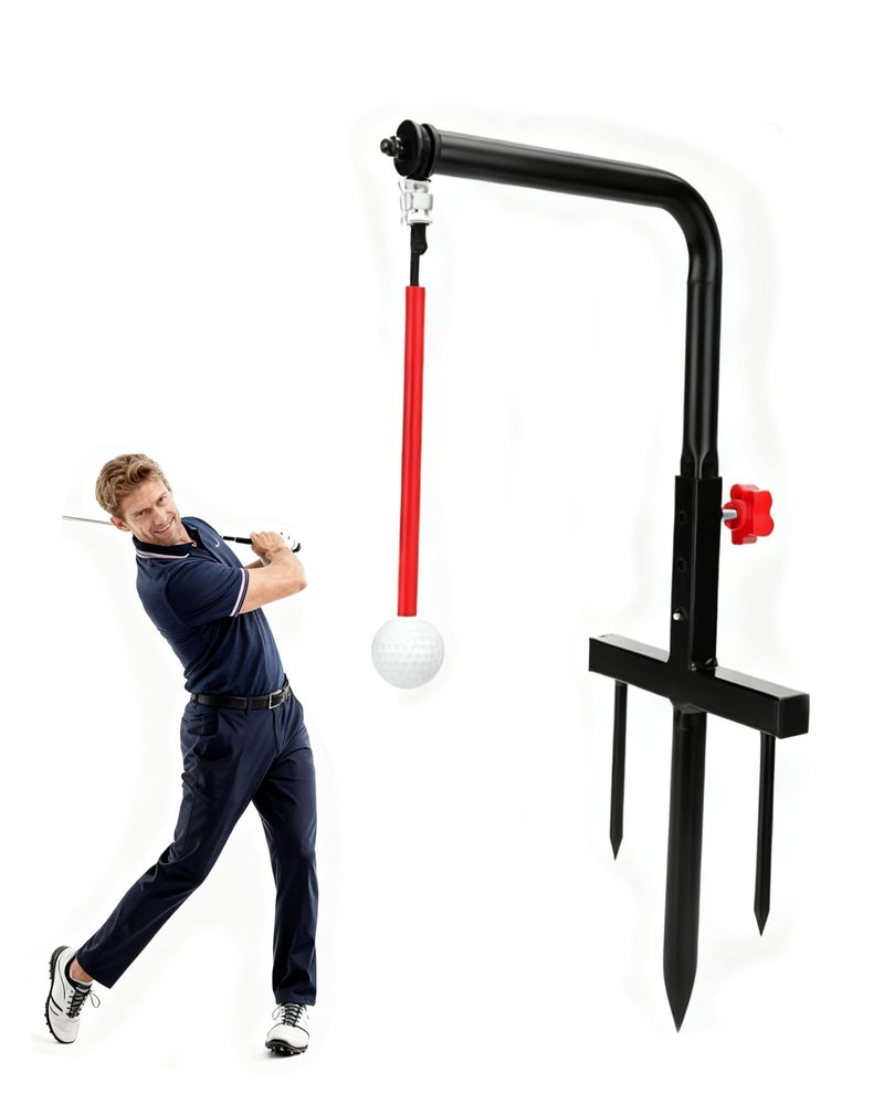 Miaimther Golf Swing Trainer for Kids & Youth | Durable Aluminum Practice Hitting Aid with Height Adjustment | Includes Replacement Balls | Ideal Golf Training Accessories for Beginners