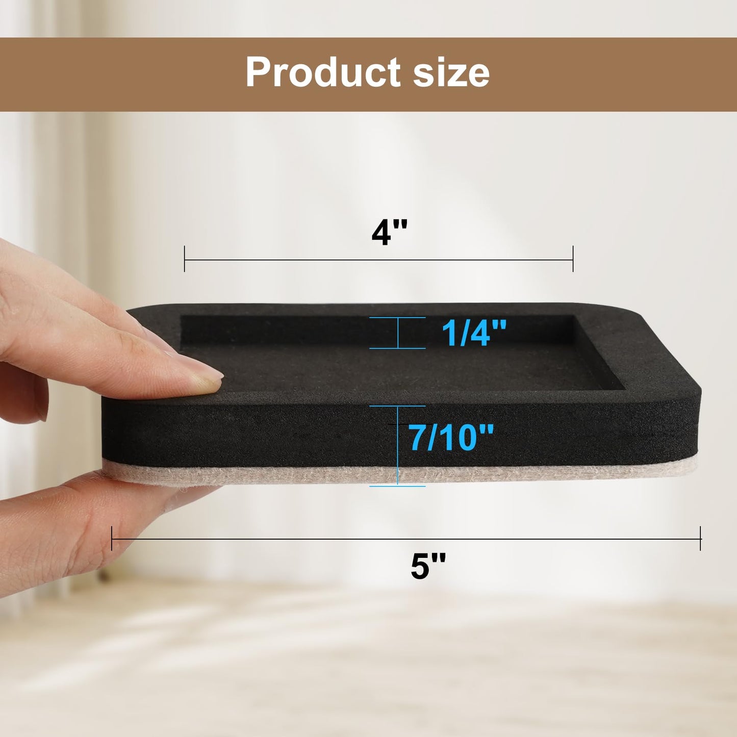Upgraded Felt Furniture Sliders for Hardwood Floors – 4 PCS 5" Heavy Duty Furniture Movers Sliders with Unique Groove Design, Easily and Safely Move Any Item