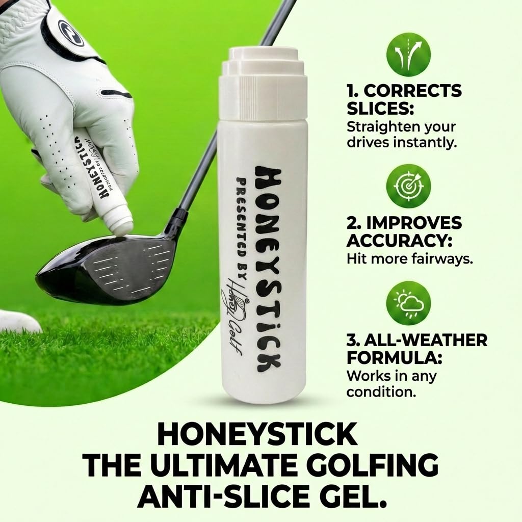Honey Golf HoneyStick Anti Slice Gel for Golf Clubs - Anti-Hook Spin Reducer for Driver, Woods, Hybrids, Irons - Golf Accessories for Men - Golfers Must Haves & Essentials - 2 Pack