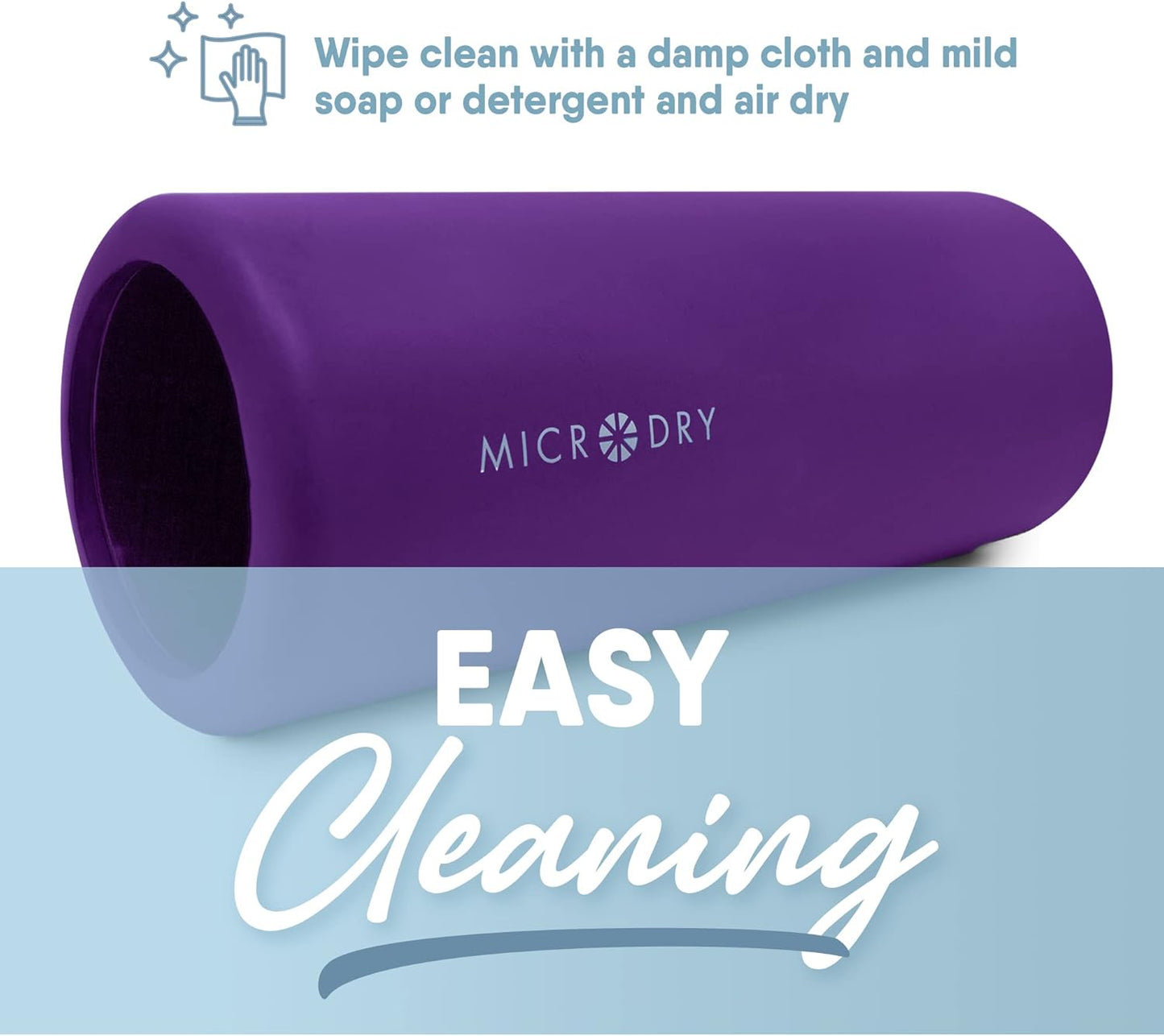 MICRODRY Deluxe Foam Back Roller - Deep Tissue Massage & Muscle Relief for Yoga | 13x5.3, Purple