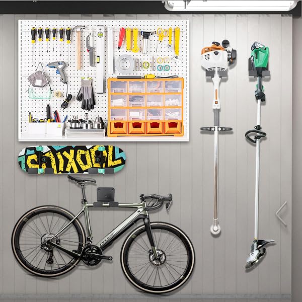 ITHWIU Weedeater Hanger, 1 Pack Weed Eater Hanger for Garage Wall-mounted Organizer Trimmer Rack Storage for Grass Trimmer, Hedge Trimmer, Garage Wall, Garden Tools, Black