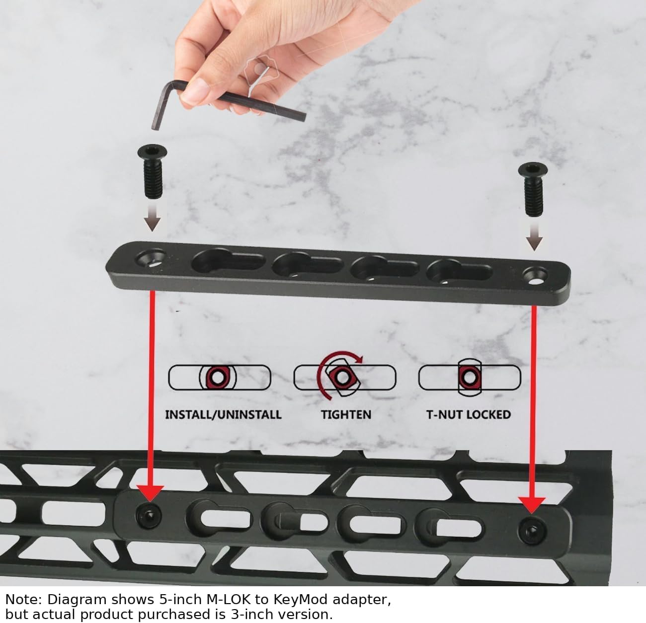 Gotical 2 Slots Mlok to Keymod Adapter Converter Rail Section Mlok to Keymod Converter Pack of 2