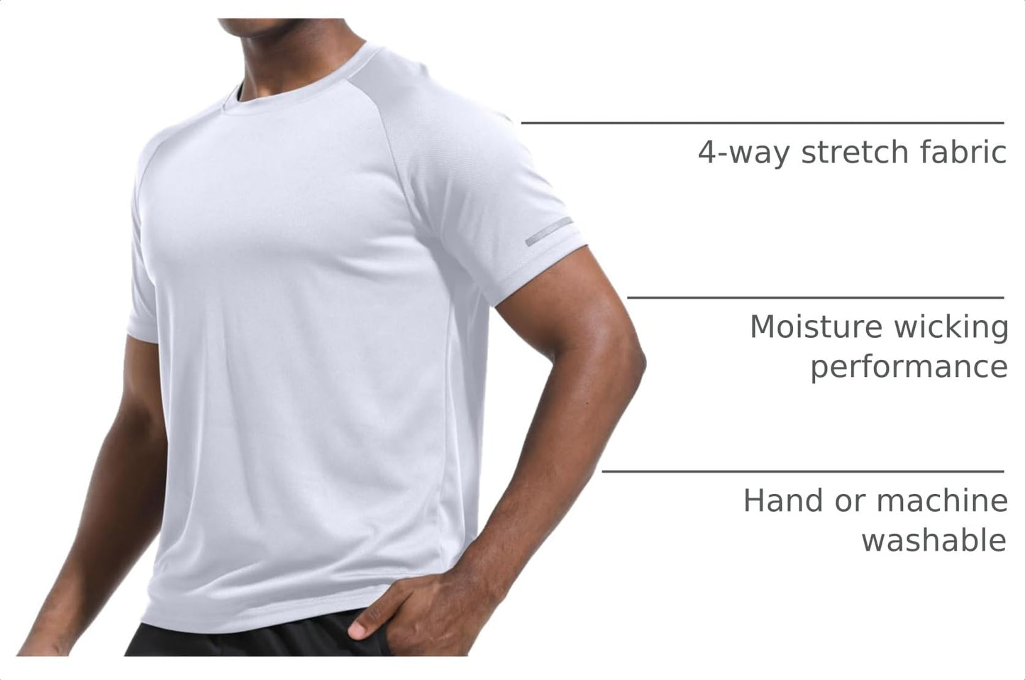 5 Pack High Performance Shirts for Men, Dry Fit Moisture Wicking Workout T-Shirts, Athletic Running Gym Short Sleeve Tee Shirts for Men White-5P05-2XL