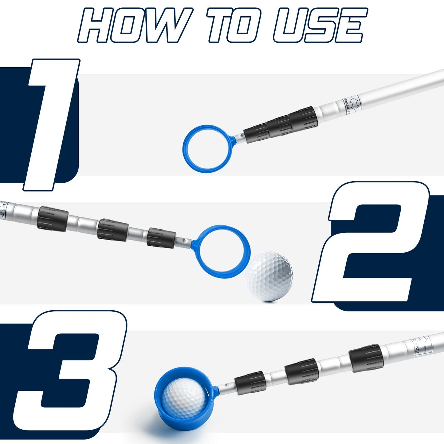prowithlin Golf Ball Retriever, 18ft Aluminum Alloy Golf Balls Retrievers Telescopic Golf Accessories Golf Gift for Men