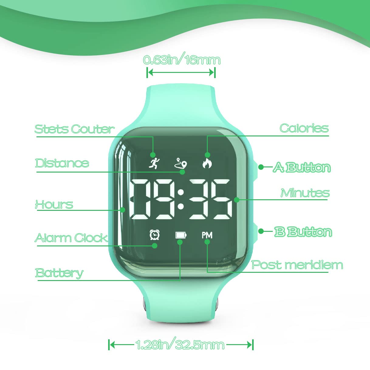 Focwony LED Kids Multifunction Steps Counting Digital Watch, Non-Bluetooth Pedometer Wristwatch, Stopwatch, Alarm Clock, Calories for Women Children Girls Boys (Black)