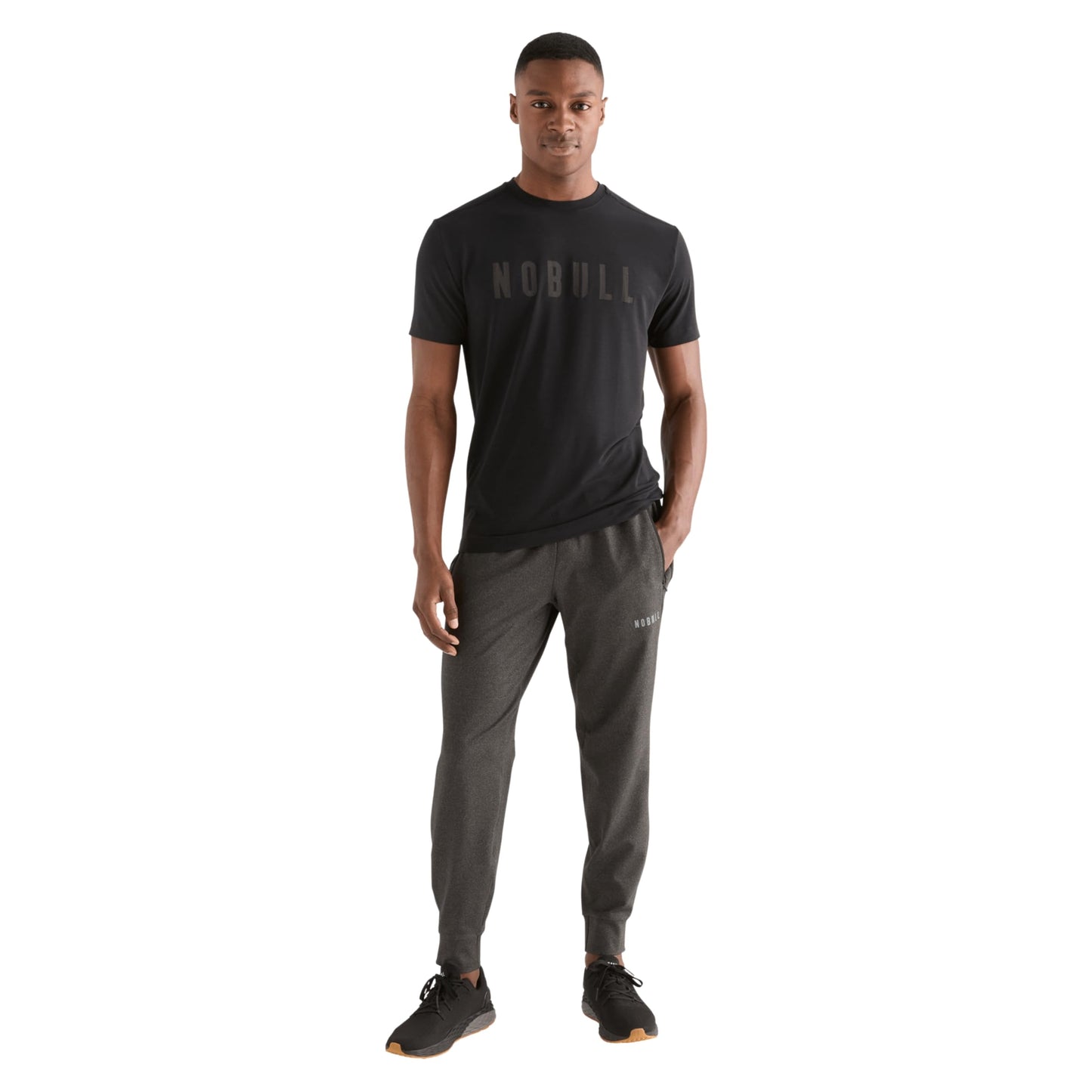 NOBULL Men's Tee | Moisture-Wicking Workout Top for Gym & Running, Athletic Fit, Stylish Activewear Graphic T-Shirt, Black, L