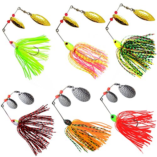 Shaddock 6pcs Spinner Baits Lures Kit for Bass Pike Trout Salmon