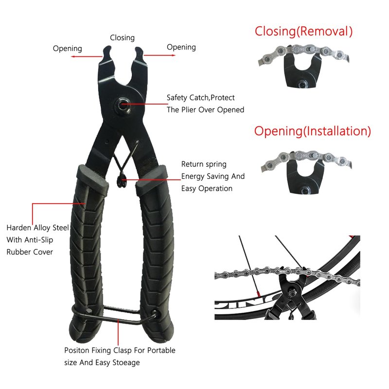 Bike Chain Breaker Tool Set, Bike Breaker Main Chain Pliers Chain Checker Wear Indicator for 1-12 Speed Road MTB Bikes (Chain Breaker Set)