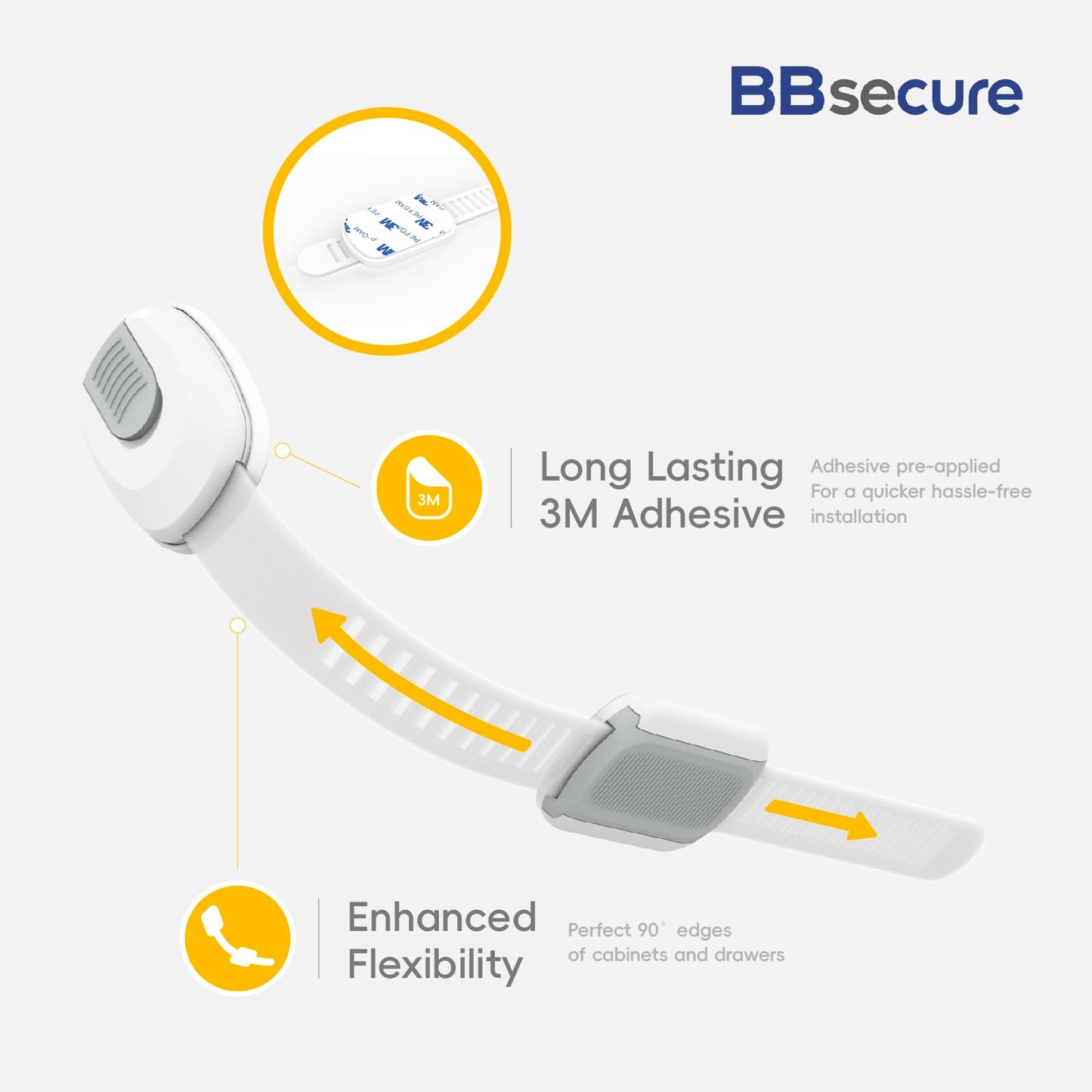 Child Proof Cabinet Locks, 6 Pack Cabinet Locks with 3M Adhesive, Door Locks for Kids Safety for Drawers, Fridge, Toilet Seat, Trash Can, Ideal Stocking Stuffers, White