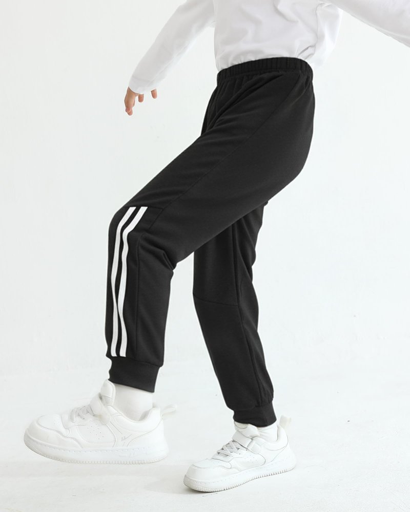 VEGGIEDOT Boys Pants 5t Boys Sweatpants Black Blue Grey Little Boys Joggers 3 Pack Casual Elastic Waist Athletic Pants