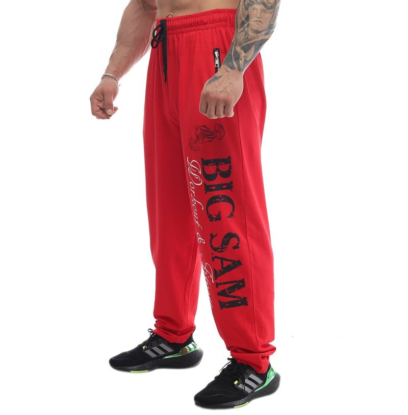Men's Bodybuilding Workout Comfort Design Baggy Muscle Trackpants (Red, XL)