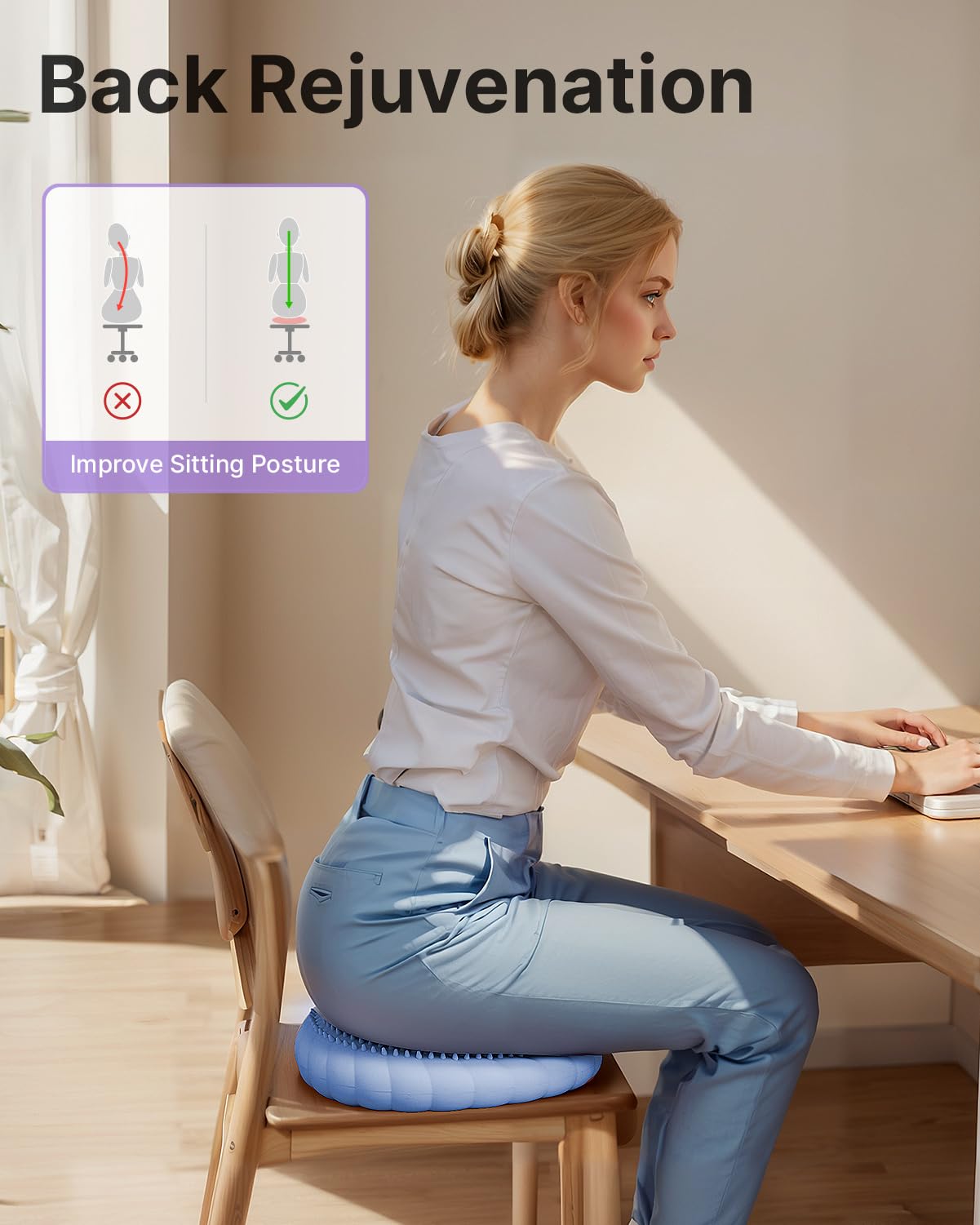YOTTOY Wobble Cushion-Stability Wiggle Seat with Pump, Balance Disc for Yoga Core Training, Posture Correction, Sensory Focus, Wobble Seat for Office or Classroom Use (Blue)