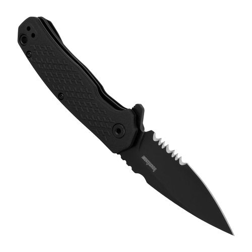 Kershaw Conduit Pocket Knife, All-Black, 2.9 Inch Stainless Steel Partially Serrated Spear Point Blade, EDC with Assisted Opening, Reversible Pocketclip Everyday Carry Pocket Knife for Men and Women