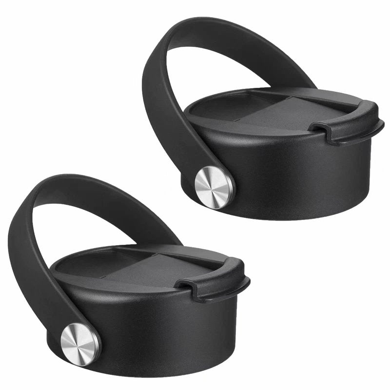 2-Pack Flip Lid Compatible with Hydro Flask Wide Mouth 12 oz, 16 oz 20 oz, 32 oz, 40 oz Water Bottles | Leakproof Replacement Cap with Flex Strap Handle for Coffee Mug & Water Bottle