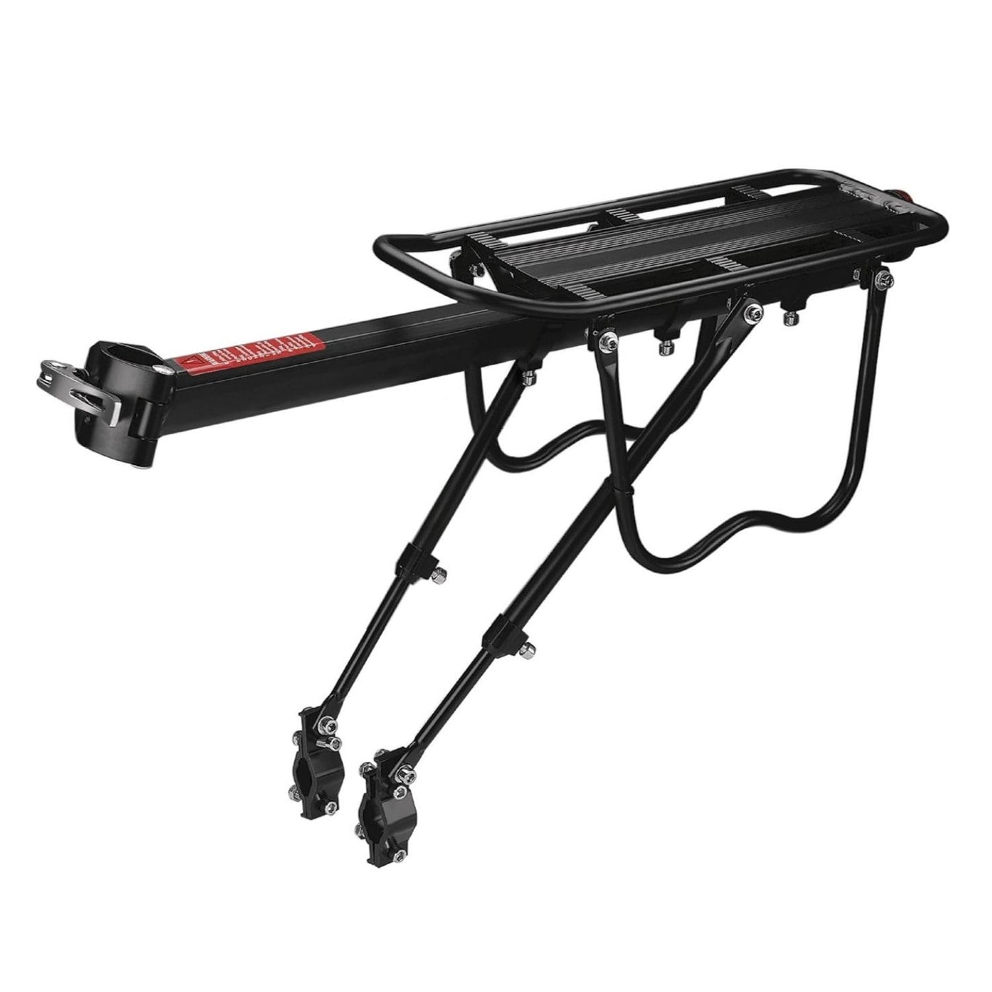Flexzion Bike Rear Rack Mount - Bicycle Back Seat Pannier Luggage Backpack Cargo Basket Carrier Rack Adjustable Aluminum Alloy for Road MTB Mountain Folding Bike with Red Reflector 110Lb Capacity