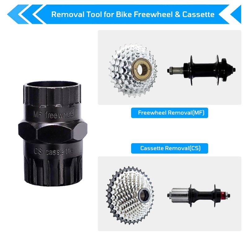 Vaasee 3PCS Bicycle Removal Tools Set, Bike Freewheel & Cassette Removal Tool + Crank Puller + Bottom Bracket Tool, Bike Tools Set Bicycle Maintenance Tools for Cyclists Kit