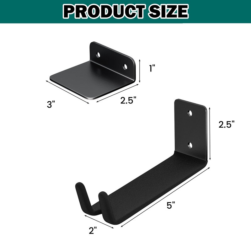 EVERHANGER Wall Mount Bike Pedal Hanger, Heavy-duty Garage Bike Rack, Horizontal Bike Hooks, Holds Up to 70LBS, 3 Pack
