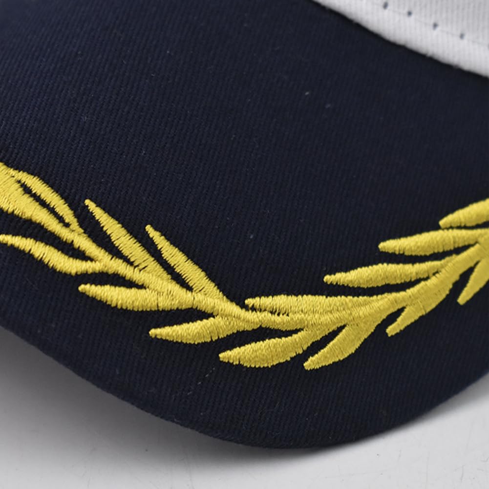 2Pcs Anchor Embroidered Captain Hat Skipper Boating Baseball Caps Adjustable Nautical Yacht Navy Marine Sailor Trucker Hat for Women Men - White & Navy