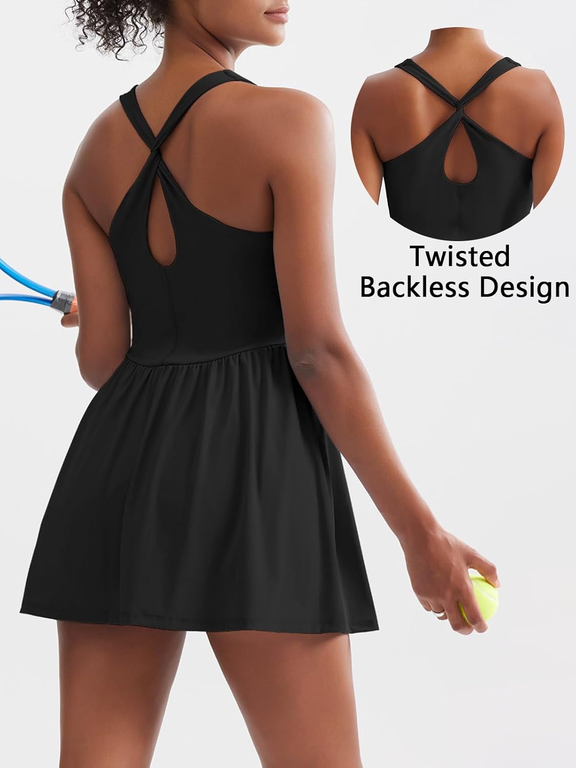 Sexyasasii Women's Tennis Dress - Summer Athletic Style with Built-In Shorts & Bra | Perfect for Golf & Workouts