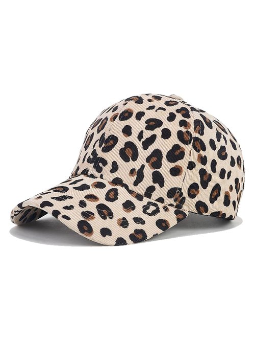 Nanwansu Adjustable Baseball Cap Leopard Print Hat Cotton Sunhat Headwear Outdoor Shade Sports Cap Beige